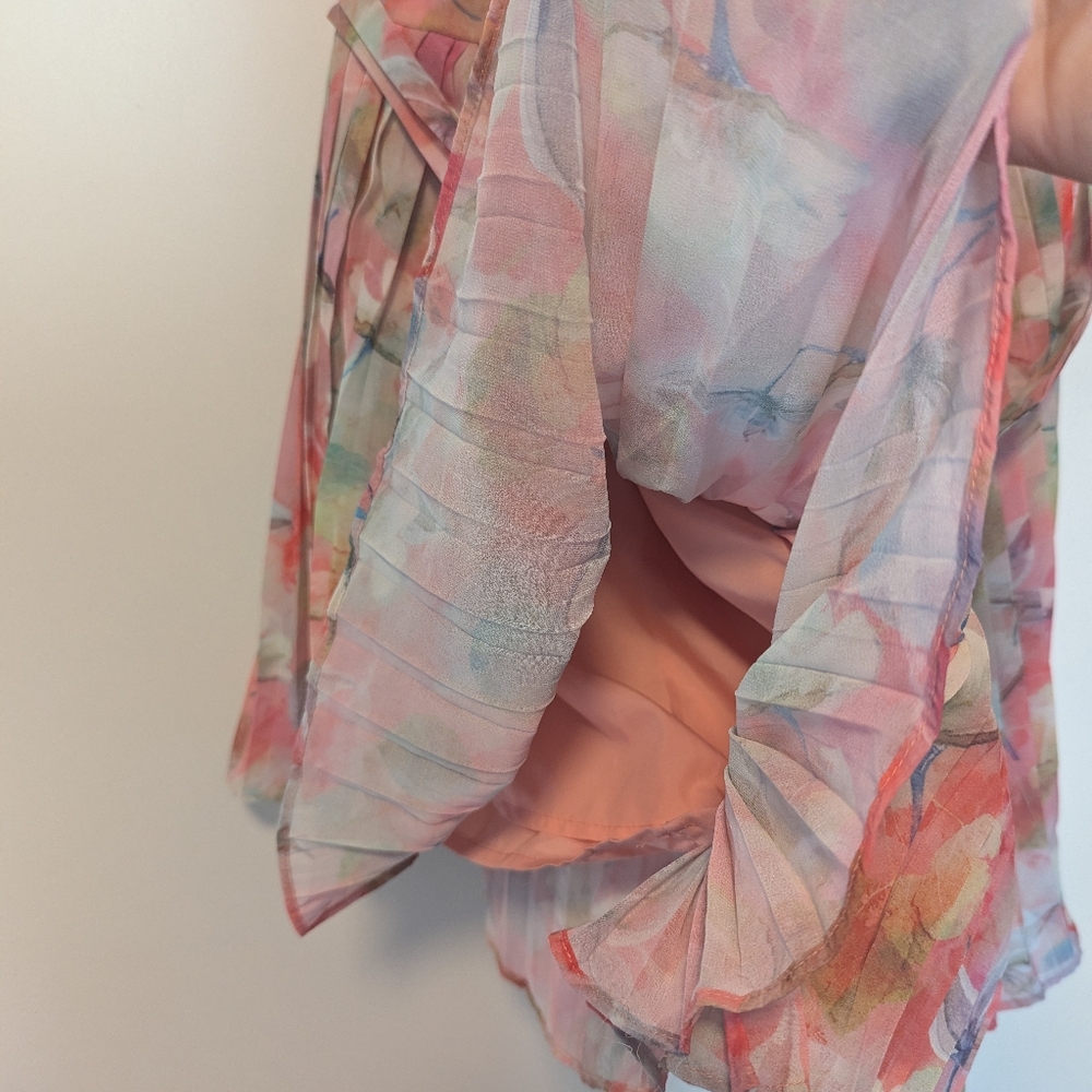 Lulu's Pink Multicolor Floral Pleated Backless Romper - Picture 7 of 7